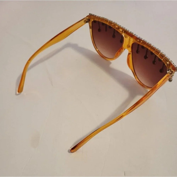 Women Round Oversize Rhinestone Crystal Drip Fashion Sunglasses by FEELOOL - Picture 3 of 6